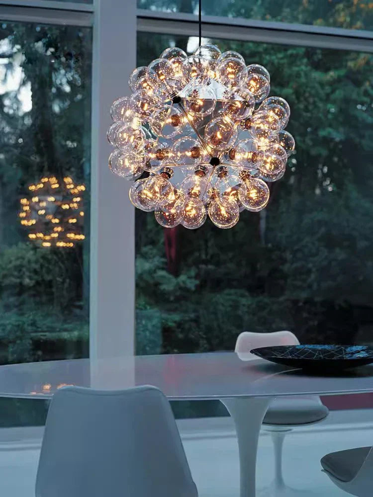 DecorBites™ Glass Dandelion LED Chandelier in Black Gold For Modern Spaces