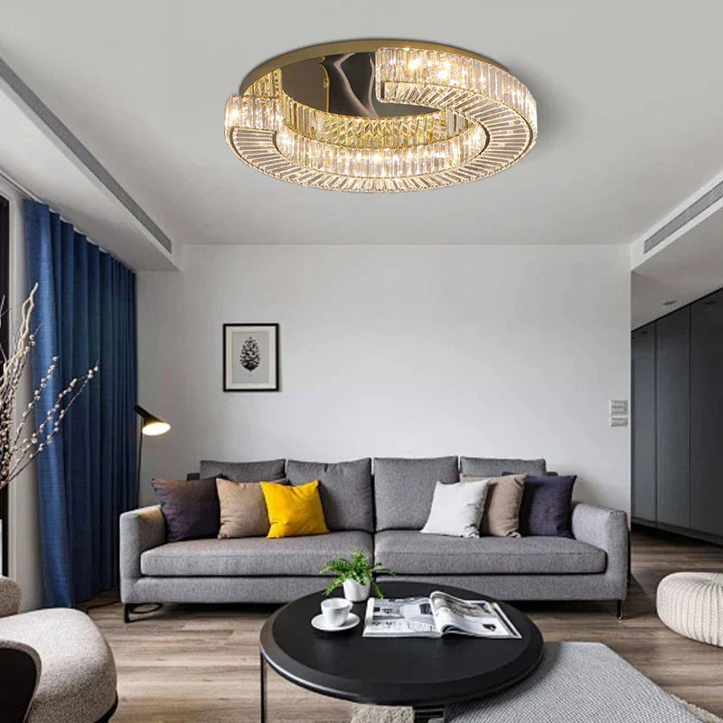 DecorBites™ Crystal Luxe C-Shape LED Ceiling Lamp Gold Finish