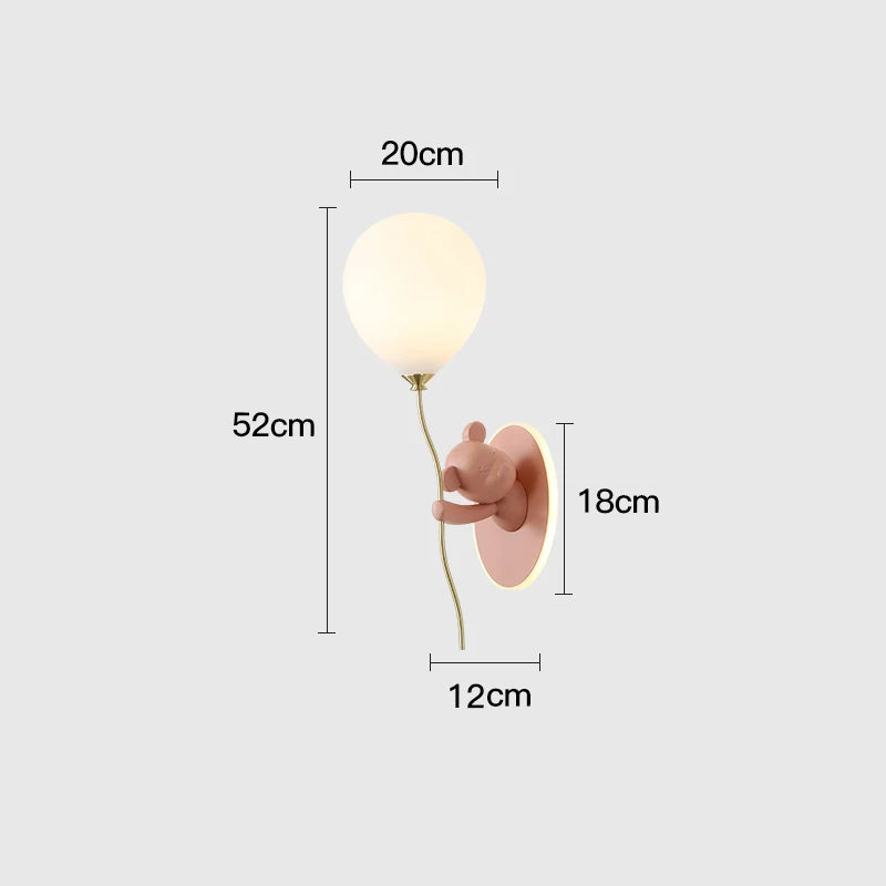 DecorBites™ Bear Balloon Wall Light: Kawaii Cartoon Lamp for Children's Room & Bedroom