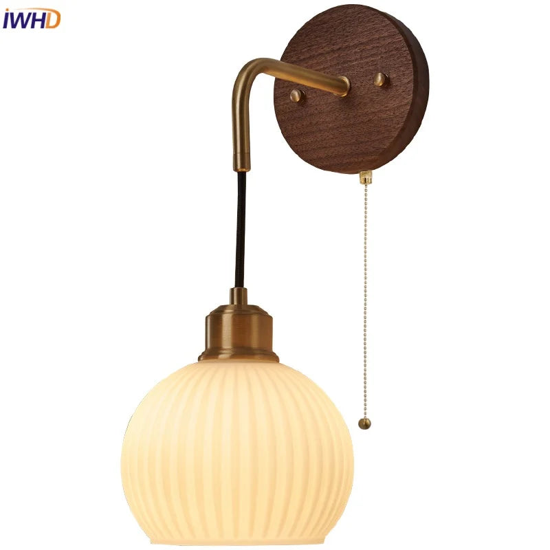 DecorBites™ Copper Adjustable LED Wall Light - Modern Nordic Design, Pull Chain Switch, White Glass