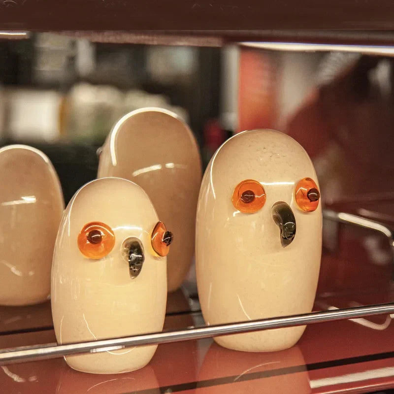 DecorBites™ Cartoon Owl Glass Sculpture Home Decor Figurine