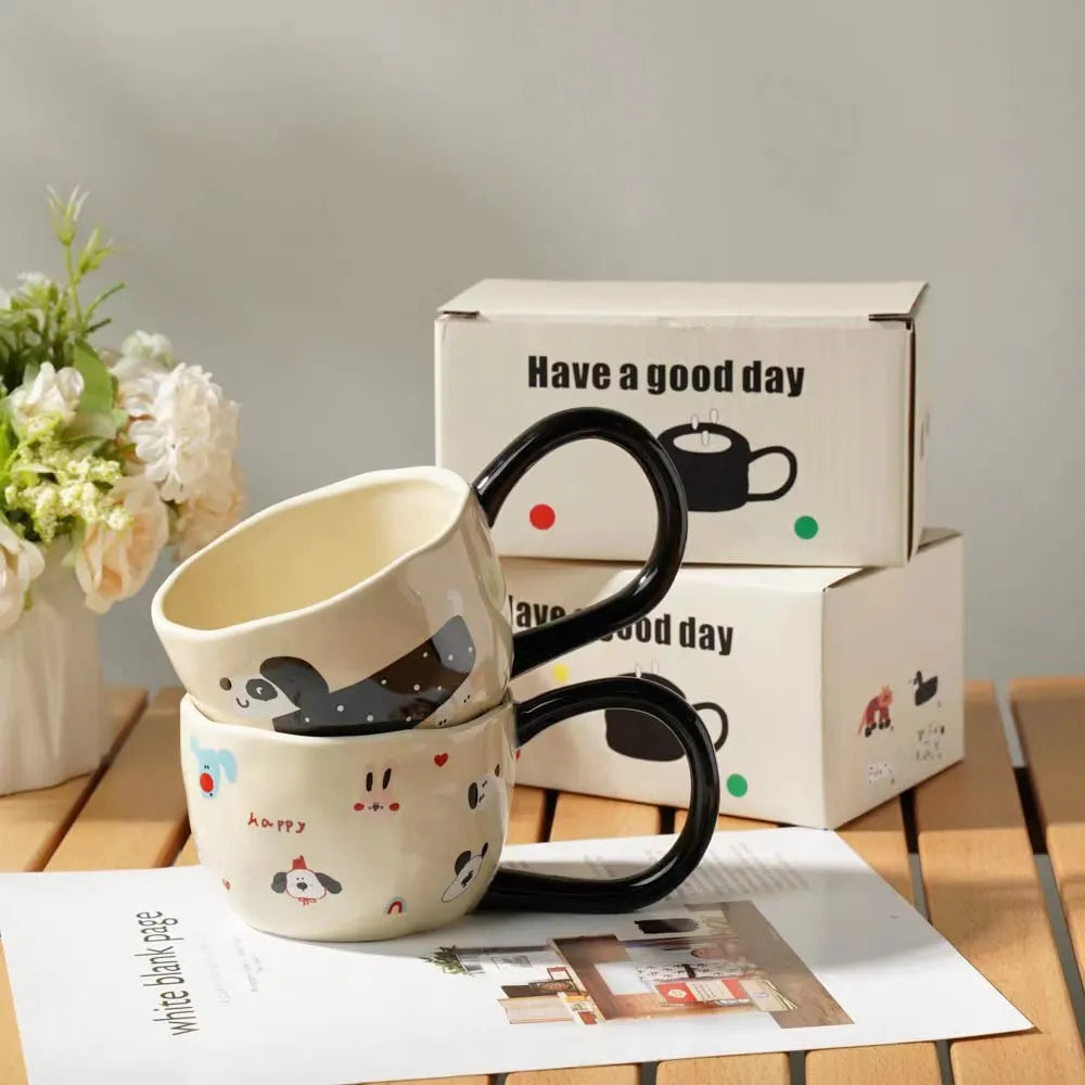 DecorBites™ Cartoon Big Ear Cup Ceramic Mug for Coffee, Milk, and Oatmeal