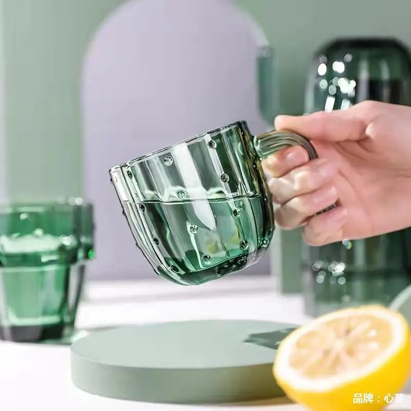 DecorBites™ Cactus Glass Mug 240ml: Creative Office Home Kitchen Drinking Cup