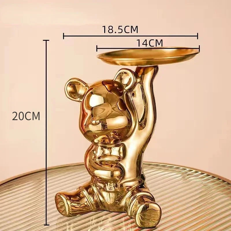 DecorBites™ Bear Doll Storage Tray Piggy Bank Snacks Makeup Key Holder Home Decor Accessory