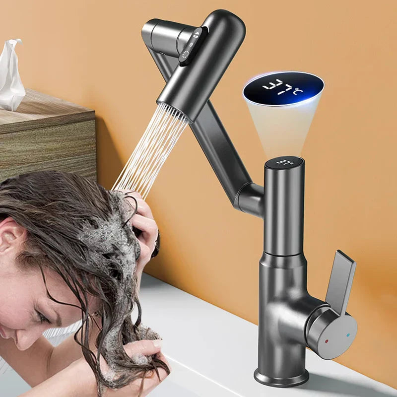 DecorBites™ LED Bathroom Basin Faucet 360 Rotation Mixer Sink Tap with Multifunction Stream Sprayer