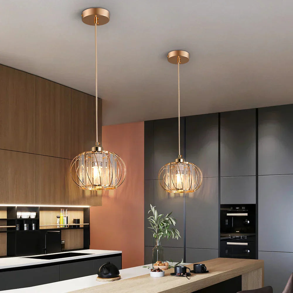DecorBites™ Crystal Chandelier Lantern Pendant Light Fixture for Modern Home Décor
