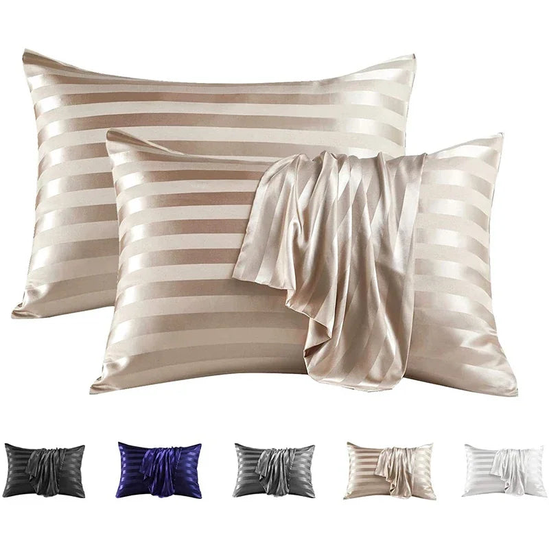 DecorBites™ Luxe Jacquard Stripes Pillow Cover Set - Queen & King Size Home Pillowcases