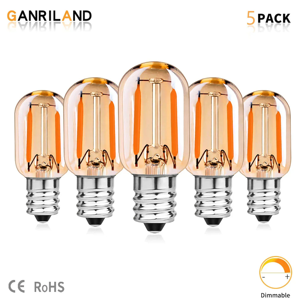 DecorBites™ Amber Glass Dimmable LED Filament Bulb E12 E14 Base T22G 1W 2200K