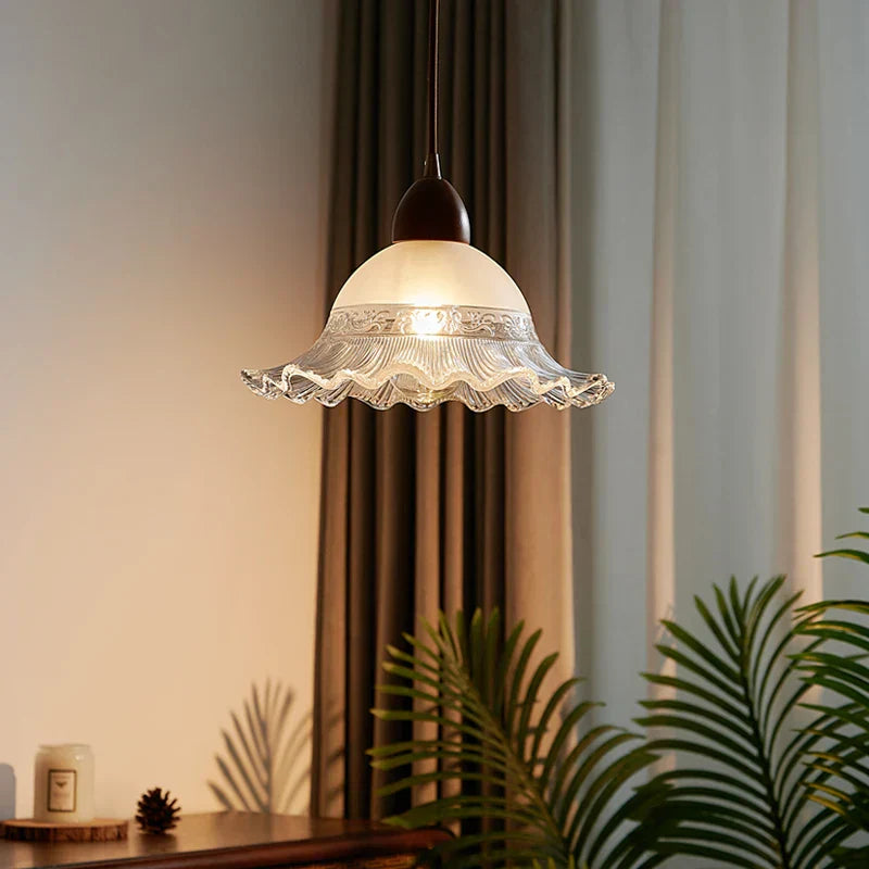 DecorBites™ Glass Wood LED Pendant Lights: Modern Nordic Style Hanging Lamp for Bedroom and Balcony