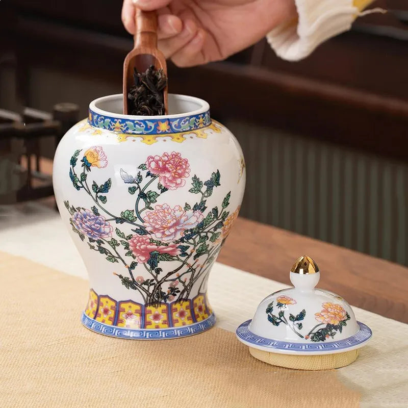 DecorBites™ Blue & White Porcelain Tea Pot Sealed Storage Container