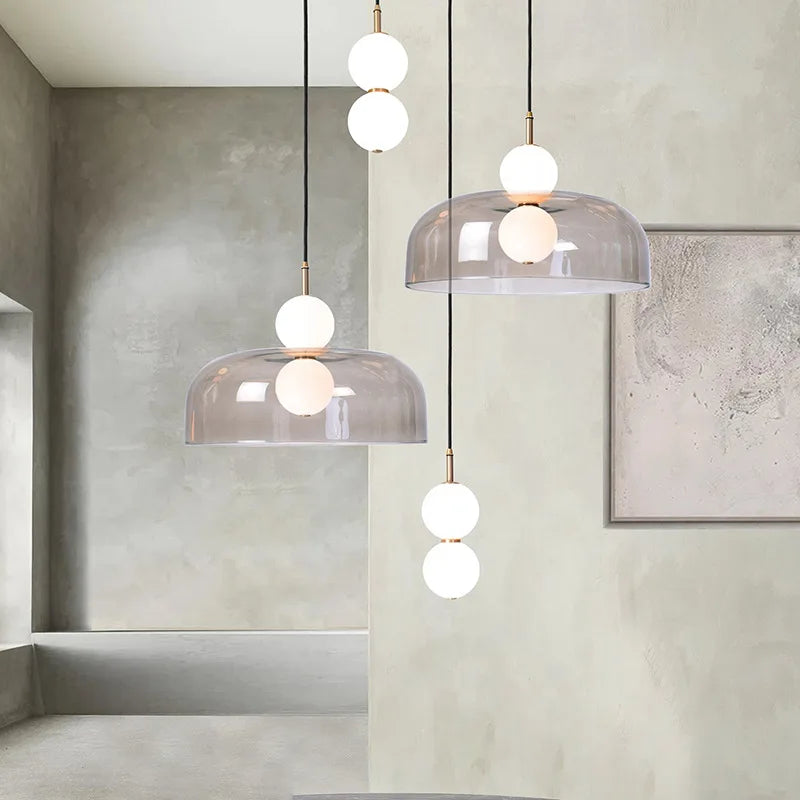 DecorBites™ Double Balls Glass Chandelier Pendant Light for Kitchen Dining Room