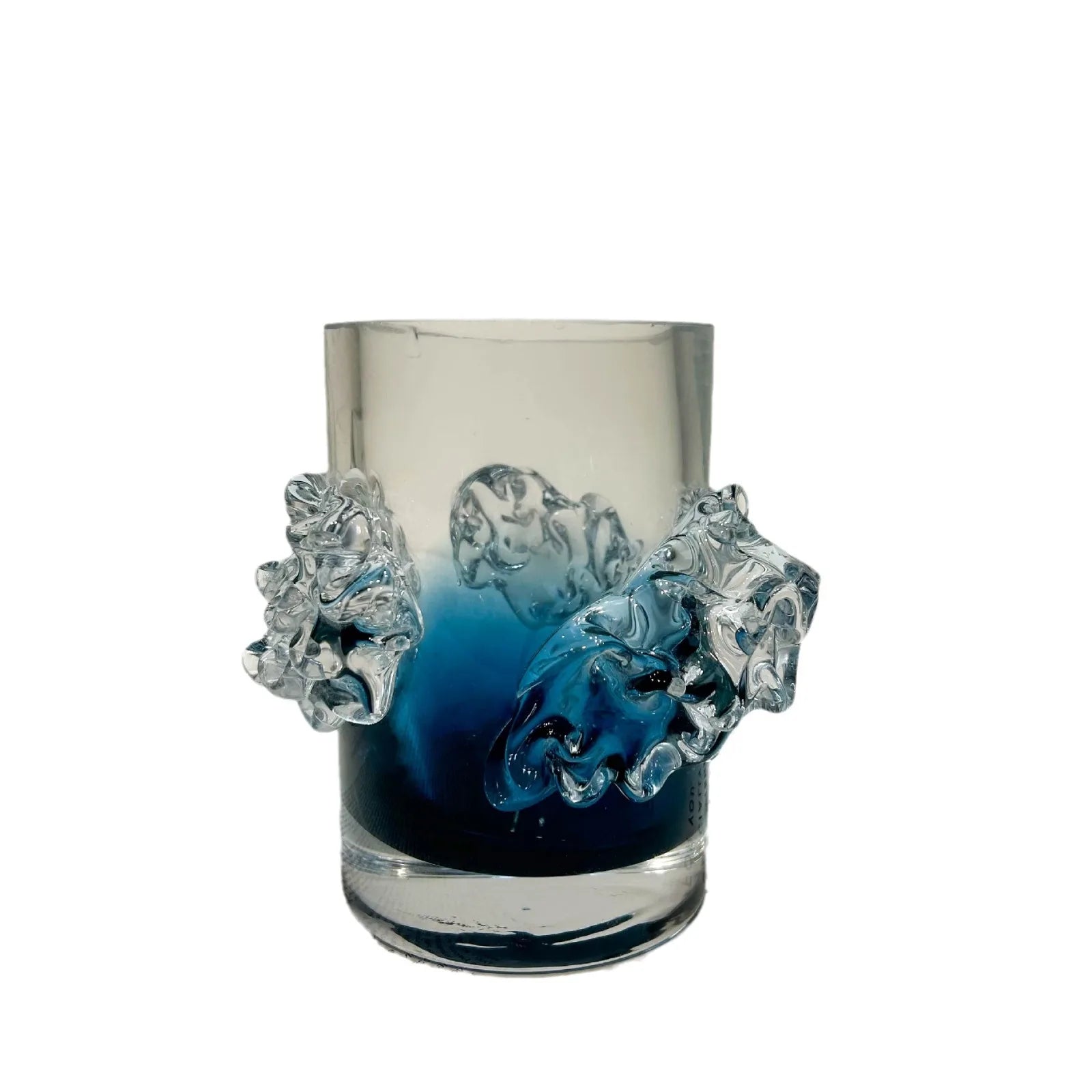 DecorBites™ Blue Gradient Wavy Glass Vase for Floral Arrangements and Room Decor
