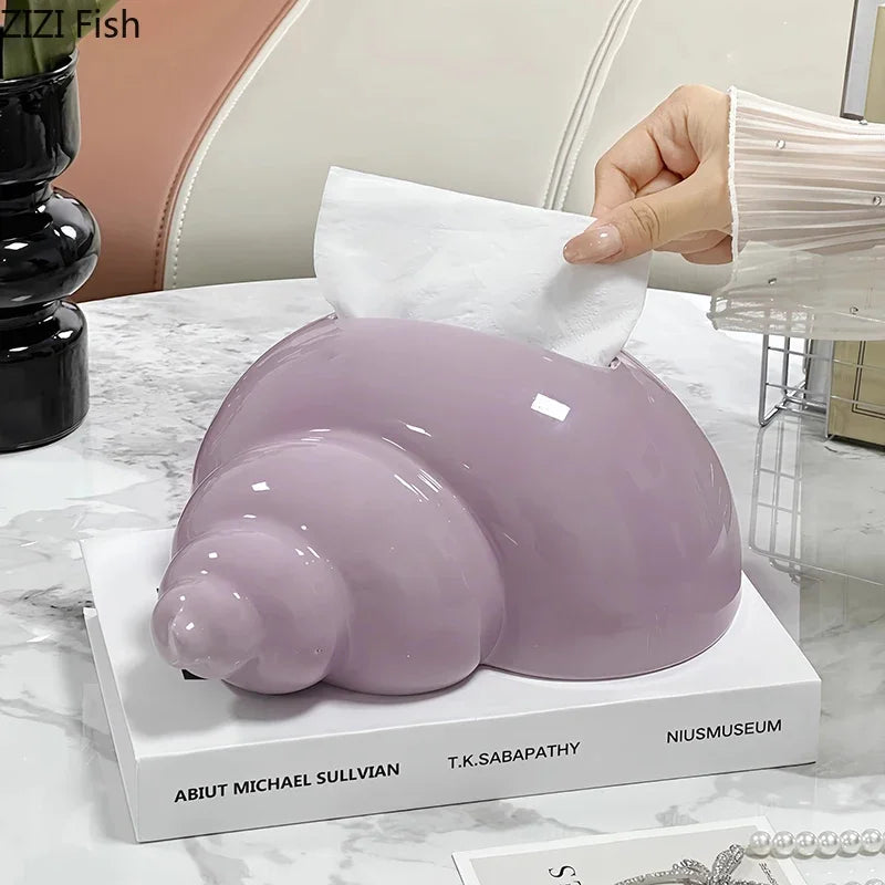 DecorBites™ Conch Ceramic Tissue Box - Chic Desk Decoration and Coffee Table Accessory