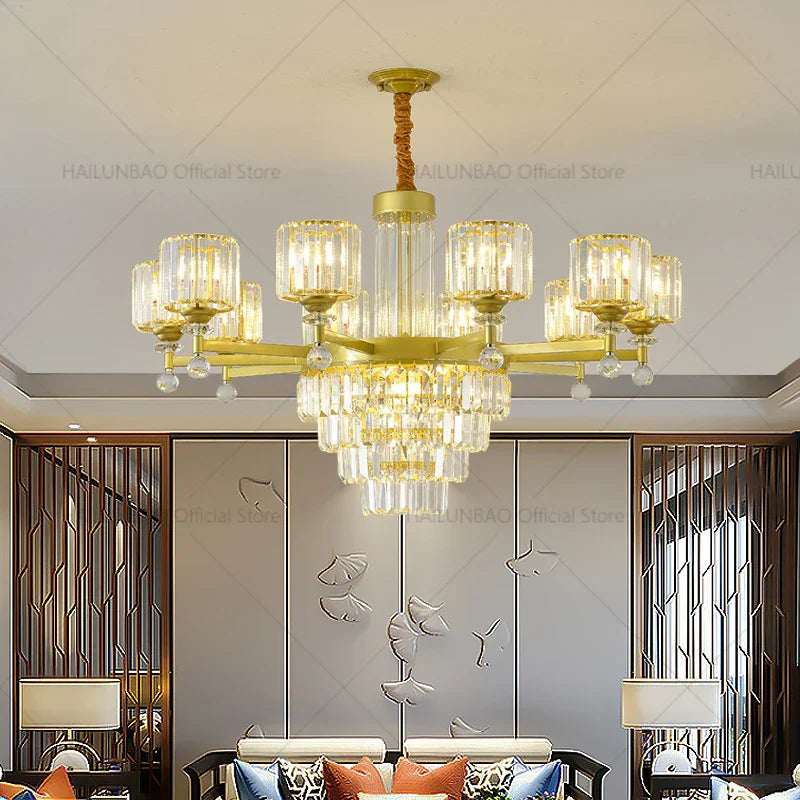 DecorBites™ Crystal Chandelier: Elegant Light Luxury Villa Bedroom Living Room Lamp