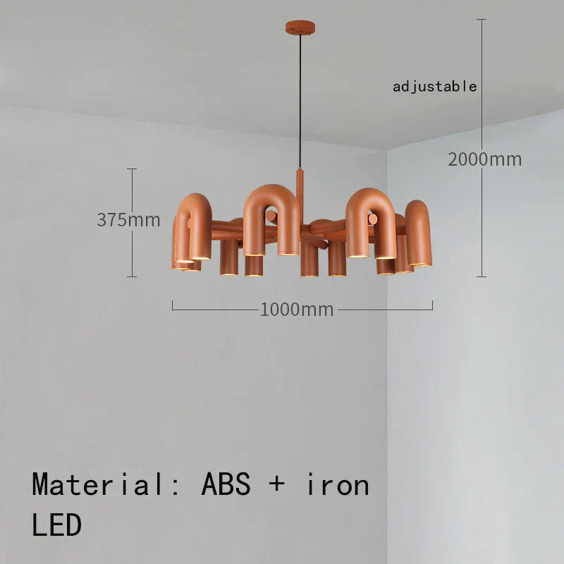 DecorBites™ Art Deco Metal Chandelier in Black, Orange, and Gray - Adjustable Cord - Dining Room, Foyer, Bedroom Lighting
