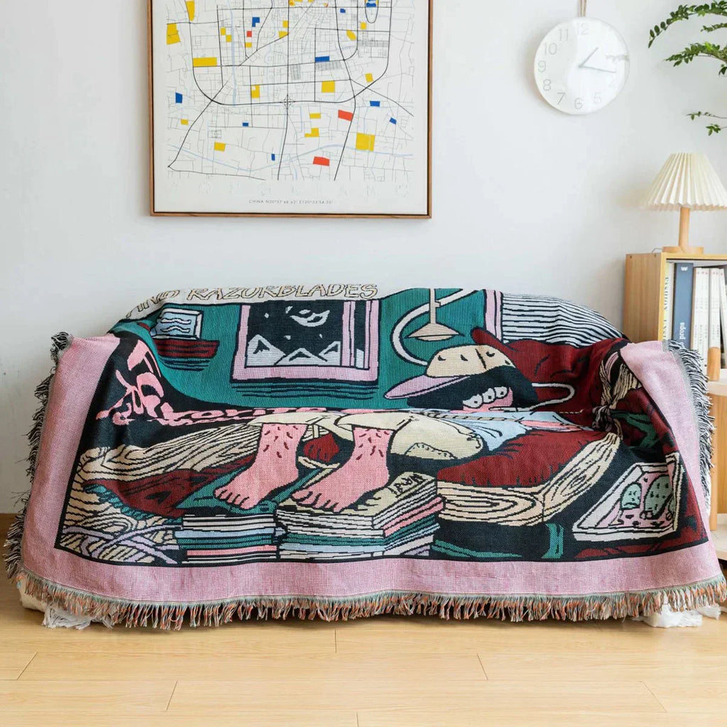 DecorBites™ Guitar Boy Throw Blanket - Boho Leisure Decor for Living Room or Camping