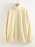 Women Velvet Sweatshirts With Half Zipper Long Sleeve Pink Warm Pullover Female Loose Yellow Sweatshirts For Women Zip Blue Tops