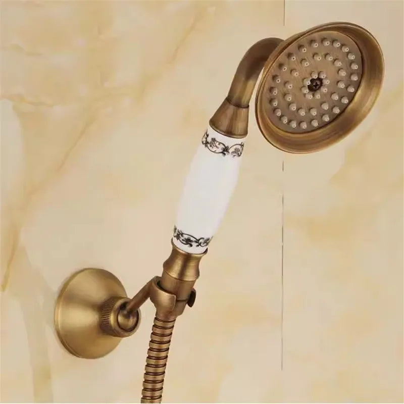 DecorBites™ Antique Handheld Shower Head with Holder, Plumbing Hose, and Toilet Bidet Sprayer
