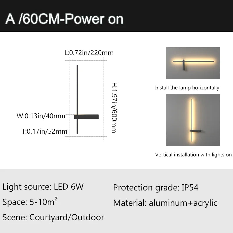 DecorBites™ Aluminum Outdoor Wall Sconce IP54 Waterproof Light Fixture for Porch and Patio
