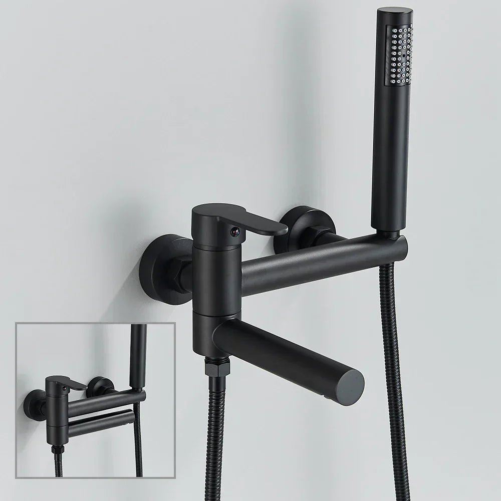 DecorBites™ Black Wall Mount Waterfall Tub Shower System Faucet