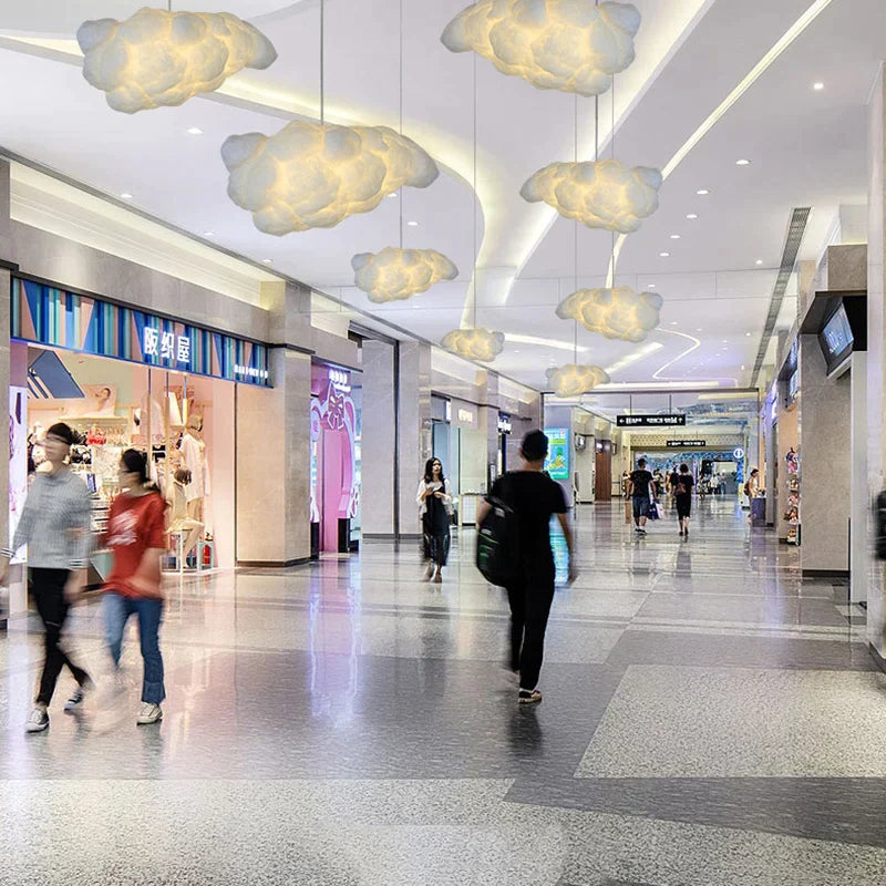 DecorBites™ Cloud Pendant Lamp: Creative White Cotton LED Hanging Light for Kids and Coffee Room