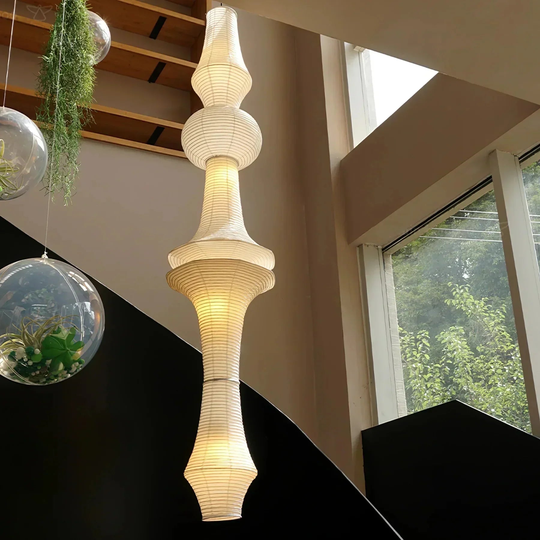 DecorBites™ Japanese Cotton Paper Pendant Lamp Wabi Sabi Chandelier with E27 Bulb