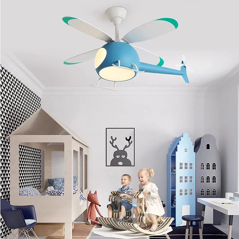 DecorBites™ Aircraft Ceiling Fan Chandelier LED Light Remote Dimming Fixture