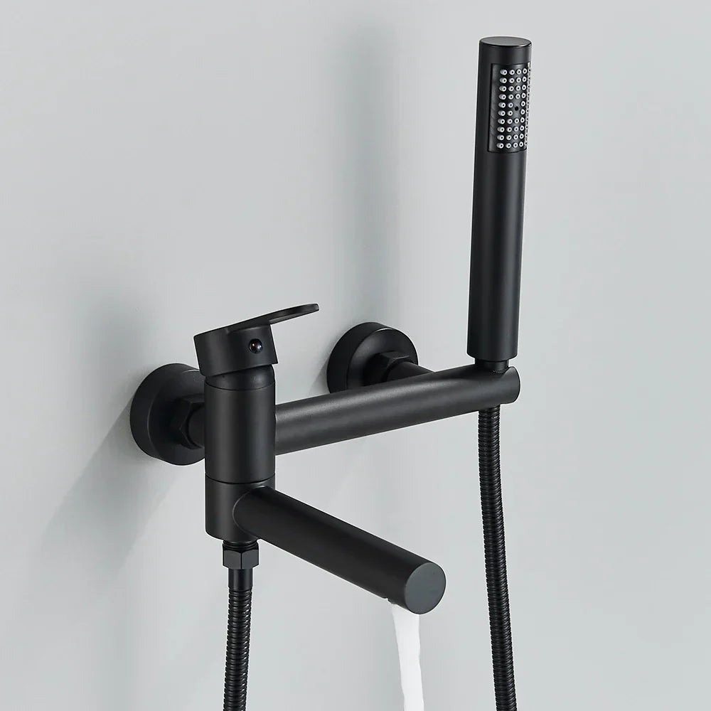 DecorBites™ Black Wall Mounted Waterfall Bathtub Faucet for Embedded In-wall Tub Shower System