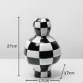 DecorBites™ Black White Check Vase Modern Crafts Room Decor Irregular Shaped Desk Decoration