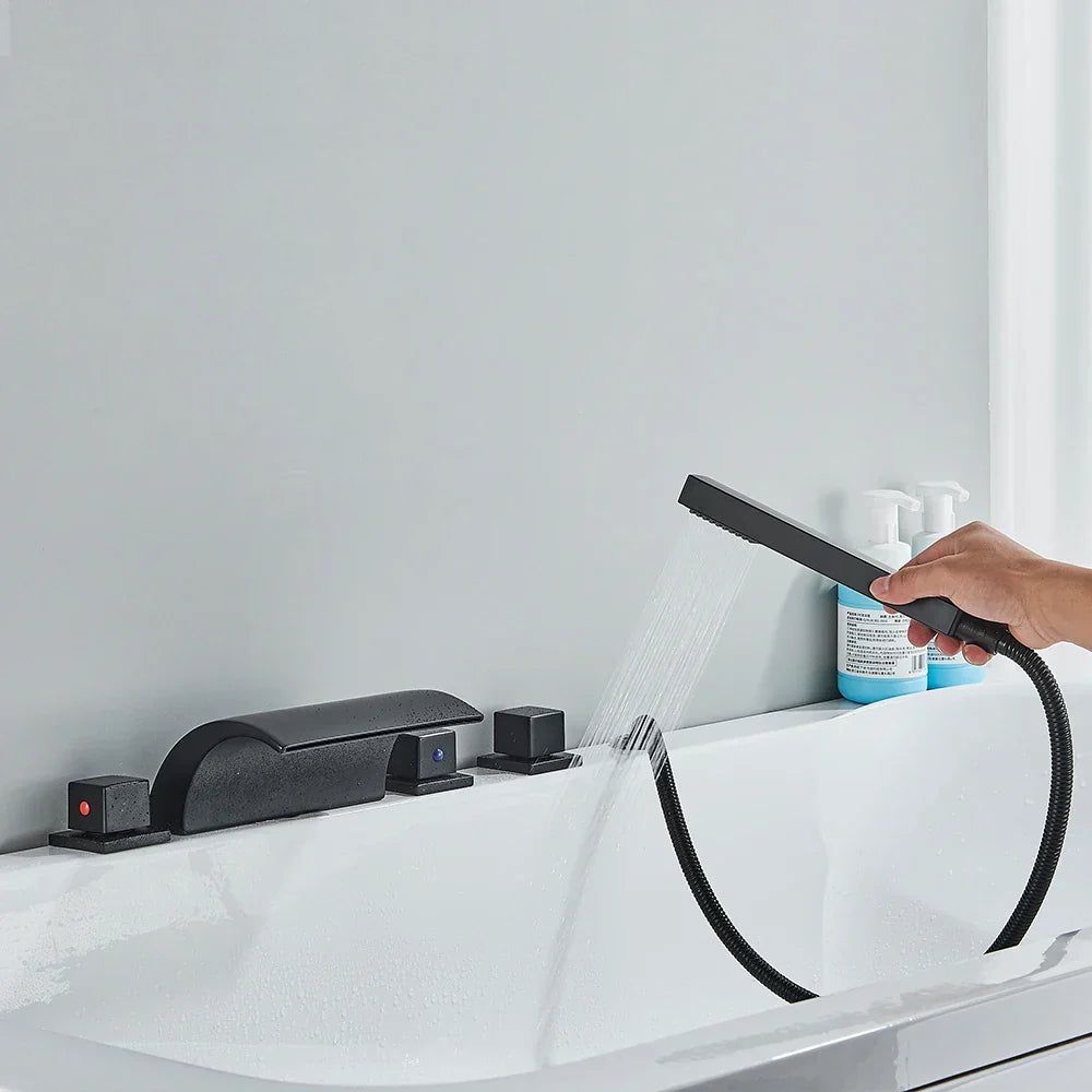 DecorBites™ Black Waterfall LED Bathtub Faucet Set