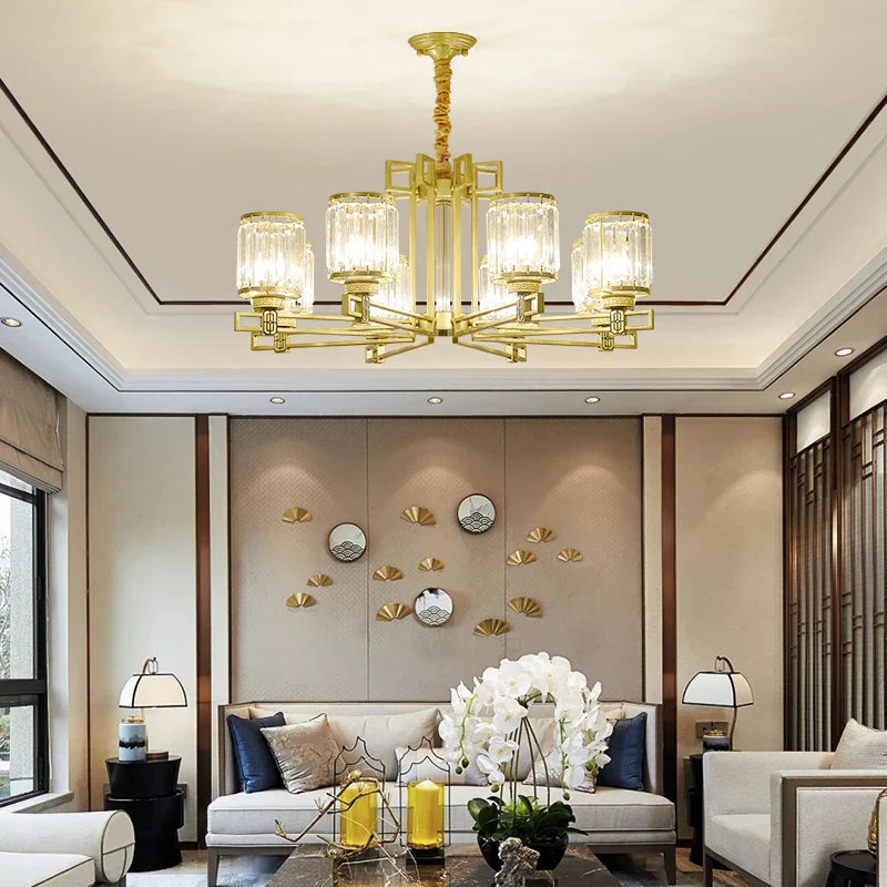 DecorBites™ Crystal Chandelier: Elegant Chinese Style Lighting for Living Room, Bedroom, and Study