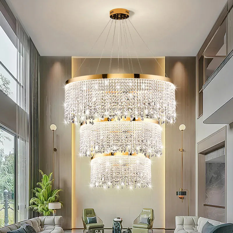 DecorBites™ Crystal Chandelier Pendant Light LED Fixture for Living Dining Room Glamorous Home Decor