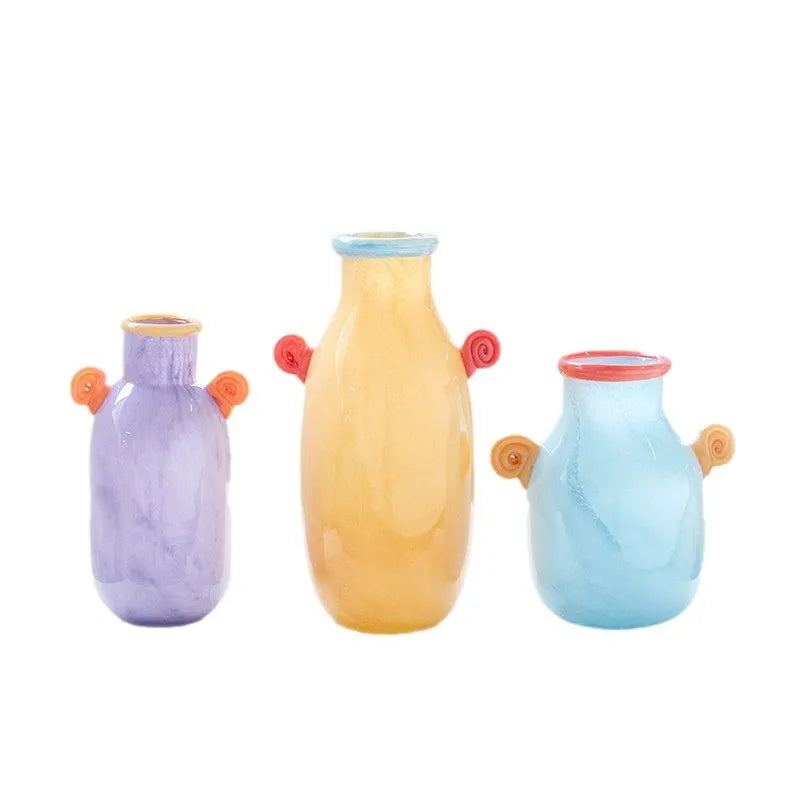 DecorBites™ Glass Vase with Candy Handle for Home Decor and Floral Arrangements