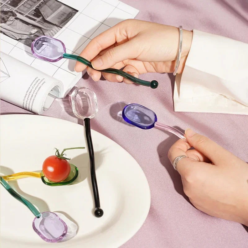 DecorBites™ Glass Spoon Dessert Teaspoon Creative Coffee Spoon Set for Ice Cream