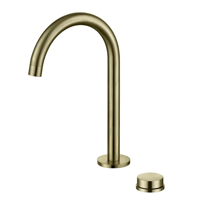 DecorBites™ Brushed Gold Basin Faucet: Widespread Chrome Sink Tap with 360 Rotation