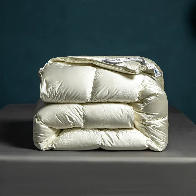 DecorBites™ Luxe Goose/Duck Down Quilt: Fluffy Cozy Warmth, Queen King Size