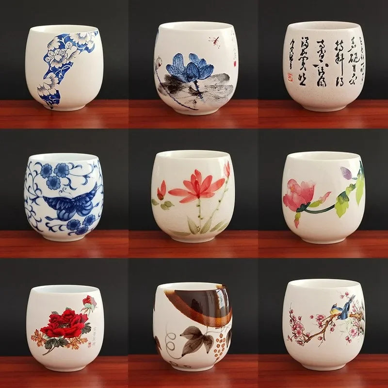 DecorBites™ Ceramic Kung Fu Tea Cup With Handle White Porcelain Drinkware