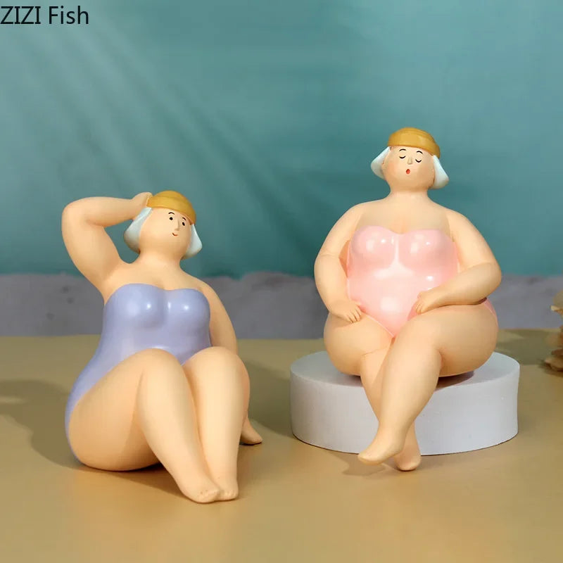 DecorBites™ Beach Swimsuit Fat Women Resin Sculpture Desk Ornament Aesthetic Decor