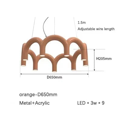 DecorBites™ Blue Metal Arch Chandelier Pendant Light - Modern Design for Home Décor