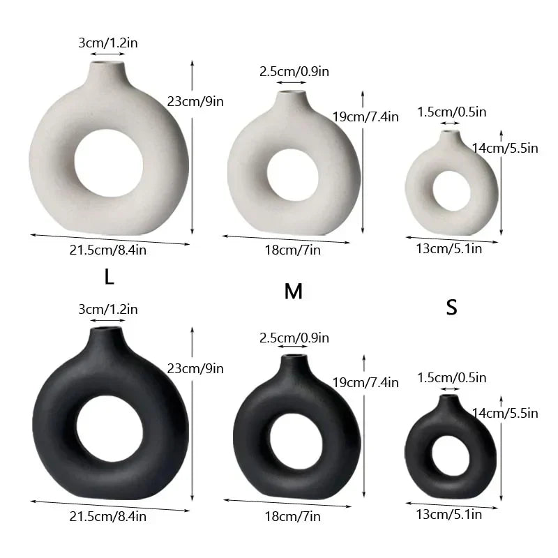 DecorBites™ Ceramic Donut Vase: Nordic Art Pampas Grass Home Decor Office Living Room