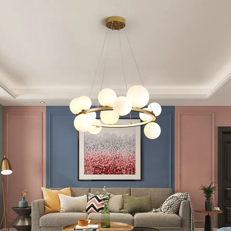 DecorBites™ Clear Glass LED Chandelier: Modern Nordic Hall Parlor Lighting Fixture