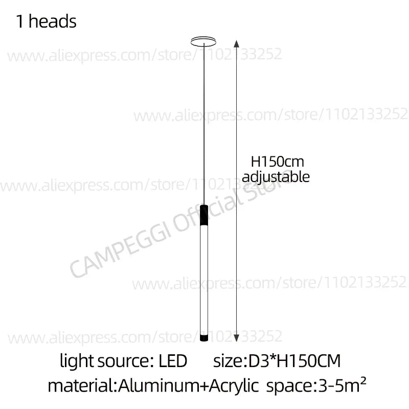 DecorBites™ Golden Tube Chandelier: Modern Designer LED Staircase Light for Nordic Loft Apartment