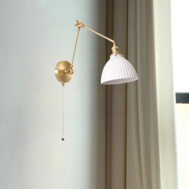 DecorBites™ Ceramic LED Wall Lamp, Pull Chain Switch, Nordic Copper, Small Size
