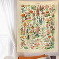 DecorBites™ Botanical Floral Tapestry Wall Hanging Garden Flower Illustration Cactus Boho Hippie Dorm Decor