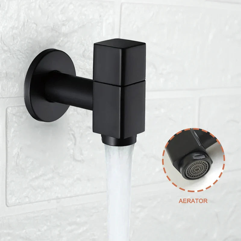 DecorBites™ Brass Black Wall Mount Garden Faucet for Extended Outdoor Use