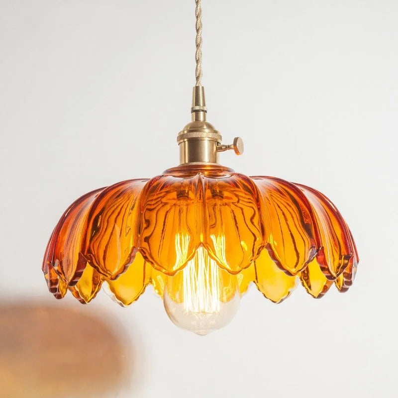 DecorBites™ Brass Glass LED Pendant Lamp for Cafe Bar Restaurant Bedroom Loft