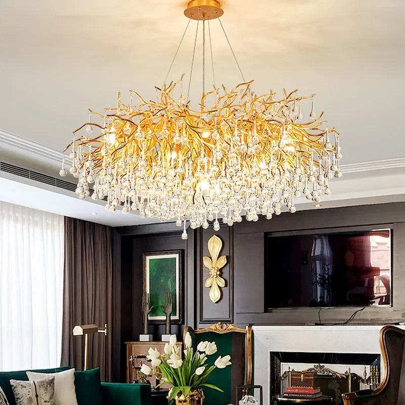 DecorBites™ Crystal Branch Chandelier LED Ceiling Light for Living Bedroom Décor