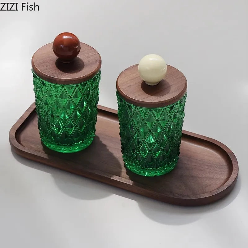 DecorBites™ Ceramic Ball Storage Jar with Walnut Lid for Jewelry and Accessories