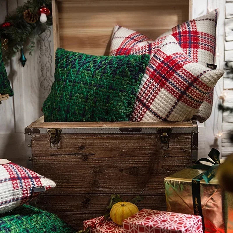 DecorBites™ Christmas Plaid Weave Cushion Cover - Festive Decorative Throw Pillow Cover