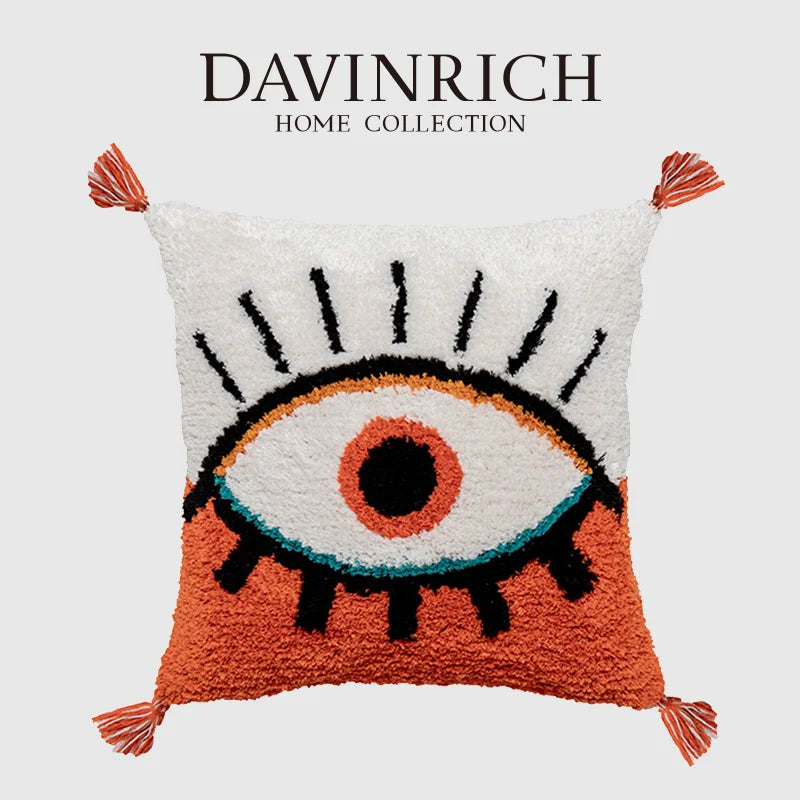DecorBites™ Boho Big Eye Tufted Cushion Covers with Tassels for Bedroom Living Room